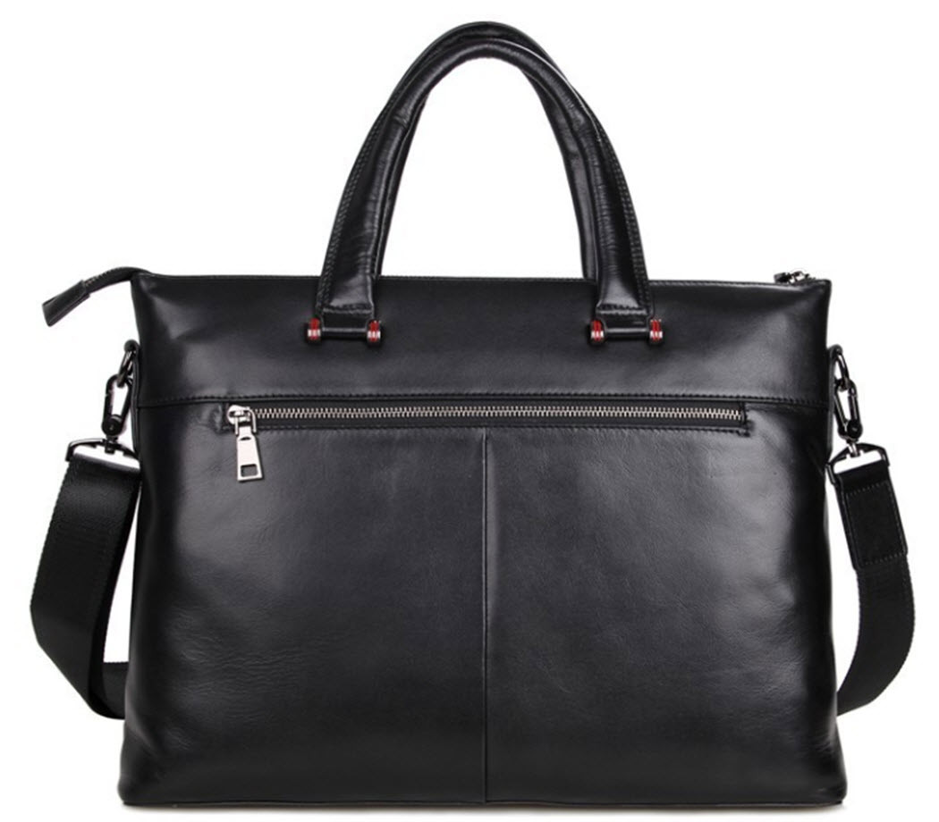 /"Ankara/" Men/'s Smooth Top Grain Leather Trendy Briefcase Glossy Black