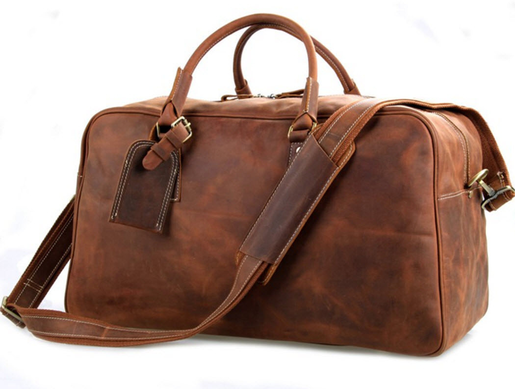 full grain leather weekend bag