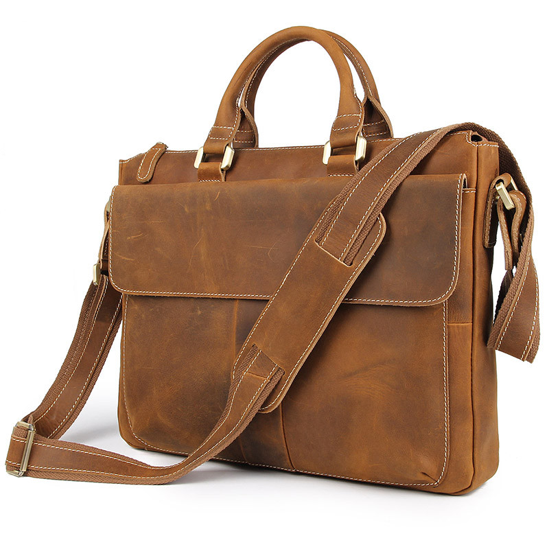 full grain leather messenger bag