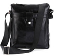 "St. Martin 2" Men's Leather Compact Messenger Bag & Tablet Case - Black