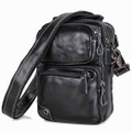 "Milagro 2" Men's Soft Leather Compact Shoulder Satchel - Black