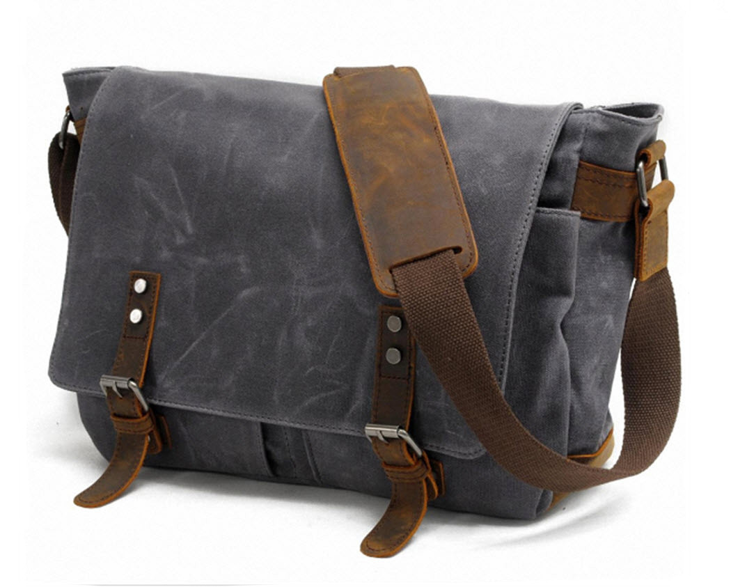 mens canvas leather messenger bag