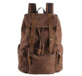 "Costa Azul" Vintage Canvas & Leather Rugged Day Backpack - Brown
