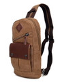 "Batam" Men's Canvas Convertable Backpack & Chest Sling - Khaki Brown