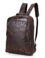 "Samarinda" Men's Smooth Vintage Leather School Backpack - Dark Brown