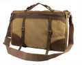 "Rucos" Retro Canvas Carryall Tote Bag with Leather Straps - Khaki Tan