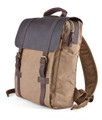 "Pacific Beach" Men's Trendy Canvas Backpack with Leather Flap & Straps - Tan