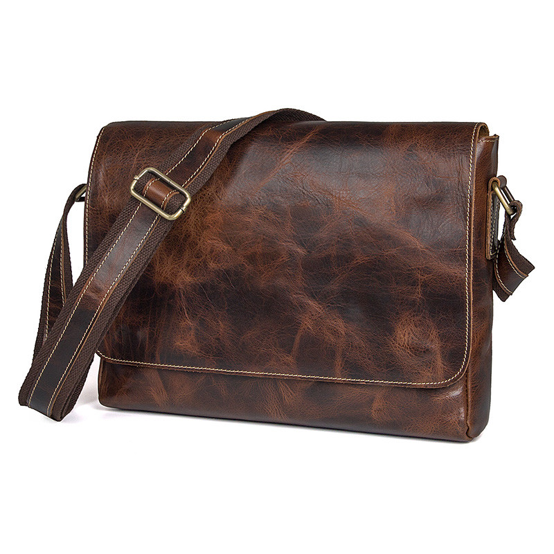 mens brown leather messenger bag