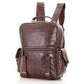 "Santa Cruz" Men's Soft Vintage Leather School Backpack - Brown