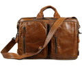 "Rio 4" Men's Soft Vintage Leather Convertible Briefcase & Backpack - Rust Tan