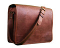 "Bergamo" Men's Vintage Goat Leather Compact Messenger & Tablet Bag - Brown