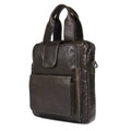 "Capitola 3" Men's Smooth Vintage Leather Tote Messenger Bag & Tablet Case - Dark Brown