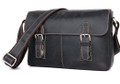 "Aukland 3" Men's Full Grain Vinatage Leather Messenger Bag - Dark Brown