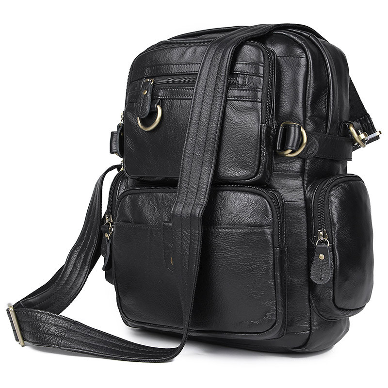 Liverpool 2 Men S Vintage Leather Convertible Backpack Shoulder Bag Black Modernmanbags Com