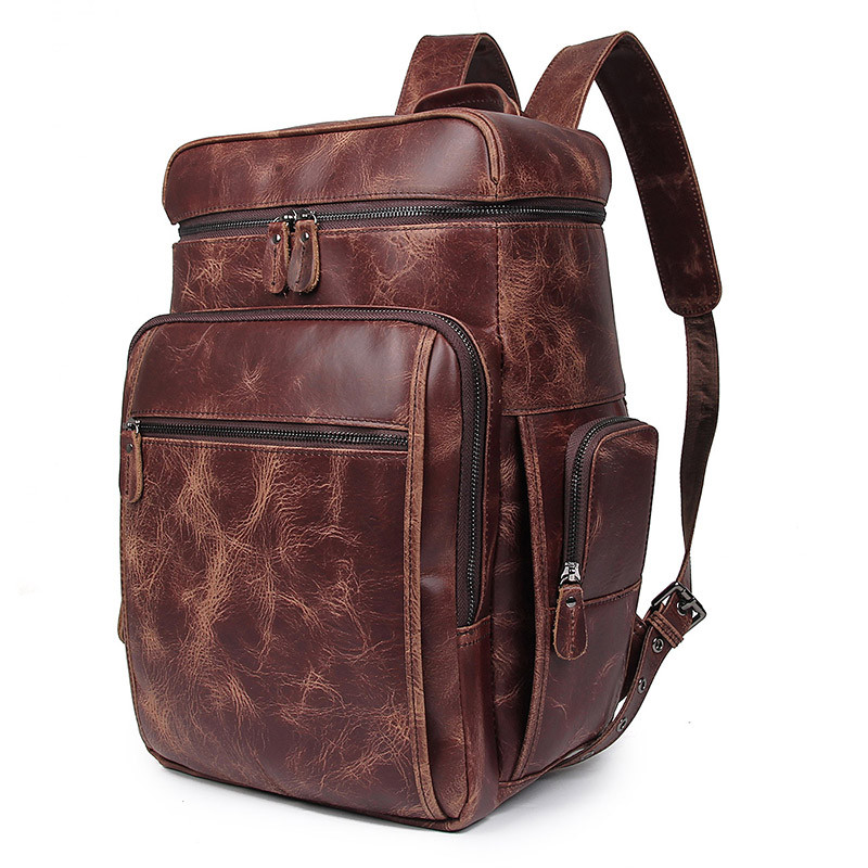 large leather travel backpack