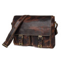 "San Miguel" Men's Distressed Leather Messenger Bag - Vintage Brown