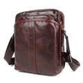 "Borneo" Men's Soft Leather Compact Messenger Bag - Deep Brown