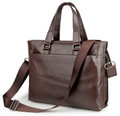 "Burlington 7" Men's Smooth Vintage Leather Messenger Tote Bag  - Brown 