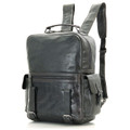 "Santa Cruz" Men's Soft Vintage Leather School Backpack - Brown Grey