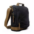 Virginland Vintage Canvas Vertical Messenger Bag - Black