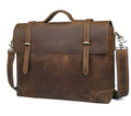 "Penine Way" Men's Top Grain Leather Briefcase Messenger Bag - Brown