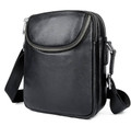"Sarajevo" Men's Soft Leather Compact Messenger Bag - Black