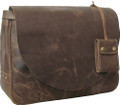 Amerileather Distressed Leather Flapover Messenger Bag - Brown