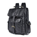 "San Mateo" Men's Soft Vintage Leather School Backpack - Black