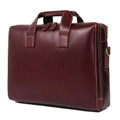 "Hilton 2" Classic Vintage Smooth Leather Portfolio Messenger Bag - Red Brown