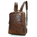 "Samarinda 2" Men's Smooth Vintage Leather School Backpack - Natural Brown
