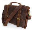 "San Fran" Men's Full Grain Leather Compact Messenger Bag - Dark Brown