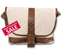 "Seacrest" Natural White Linen Duffel Bag with leather Straps & Accents