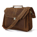 "Madrid" Men's Full Grain Leather Large Rugged Laptop Briefcase