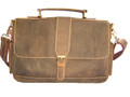 "Izmir" Men's Full Grain Leather Messenger Bag - Medium Brown