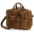 "Calgary 2" Men's Full Grain Distressed Cowboy Leather Briefcase