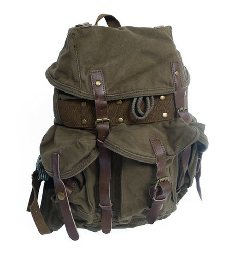 vintage canvas leather backpack