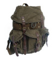 Virginland Vintage Canvas, Leather & Steal Rugged Day Backpack - Army Green