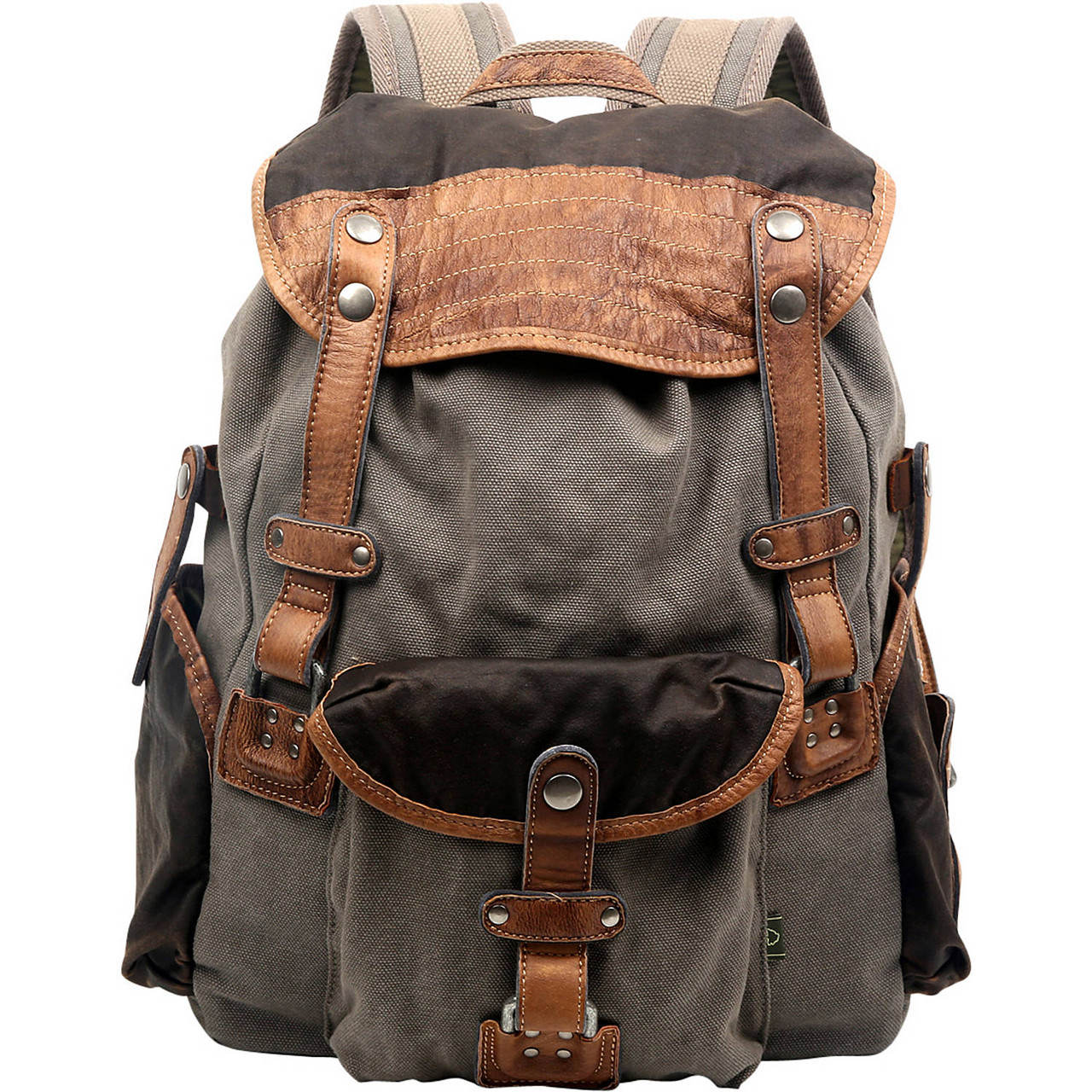 canvas backpack leather straps