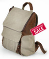 Linshi Tasks "Beacons" Men's Canvas Schoolboy Backpack with Leather Straps - Natural White