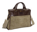 Ducti "Cavalier" Soft Suede Laptop Attache Messenger Bag - Green and Brown