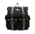 Amik "Bunker Hill" Italian-Style Vintage Canvas & Leather Backpack - Black