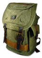 Amik "Cahuenga Pass" Italian-Style Vintage Canvas & Leather Backpack - Military Green