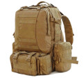 Men's Large Military Style Modular Tactical Backpack & Daypack - Khaki Tan