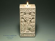 The Crucifixion - Medieval Sculpture Candle Holder 