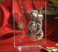 Italian Silver Guardian Angel icon on a glass stand with Swarovski Crystals 