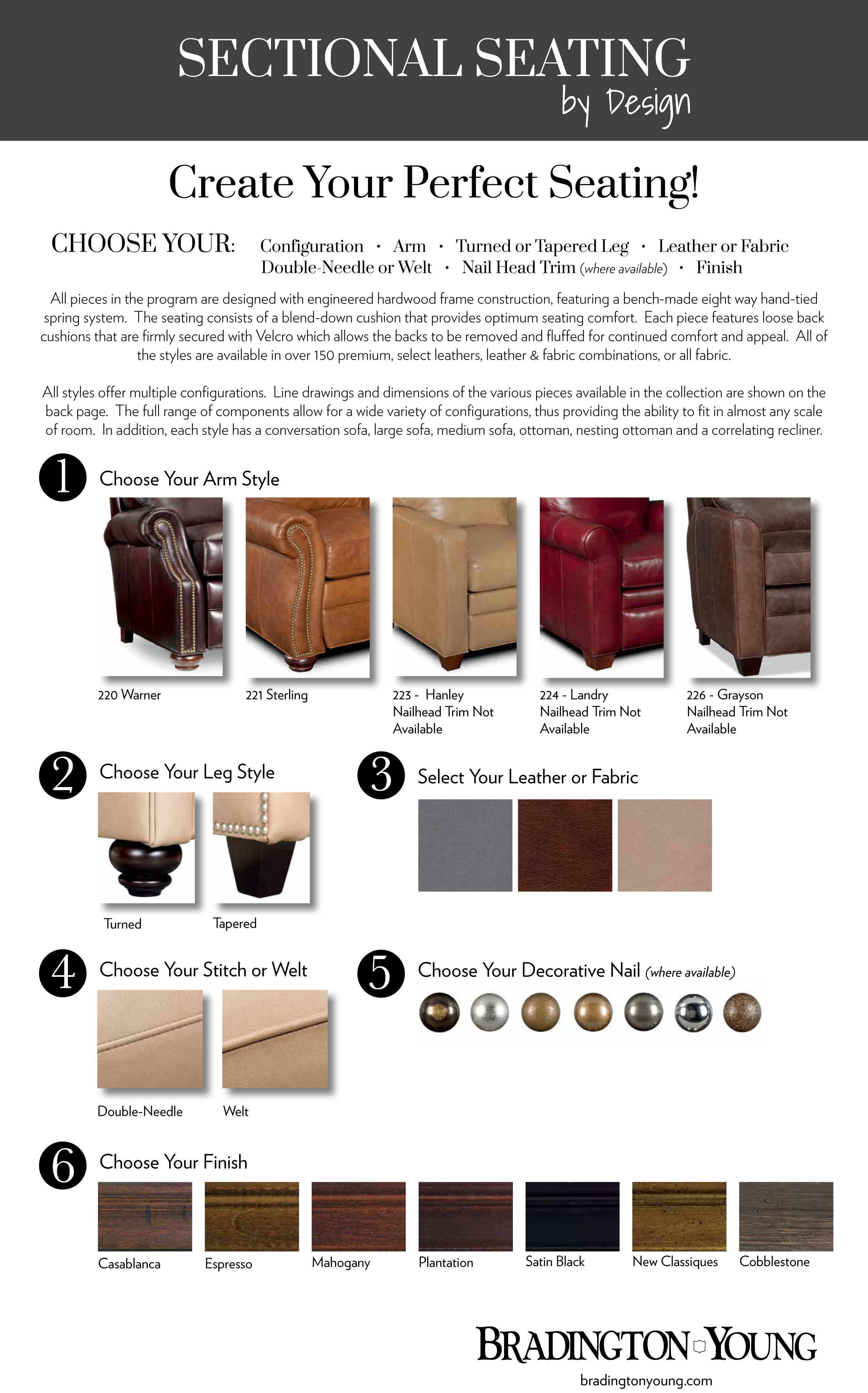 Bradington Young Leather Sofa 223 Hanley Custom Arm Series