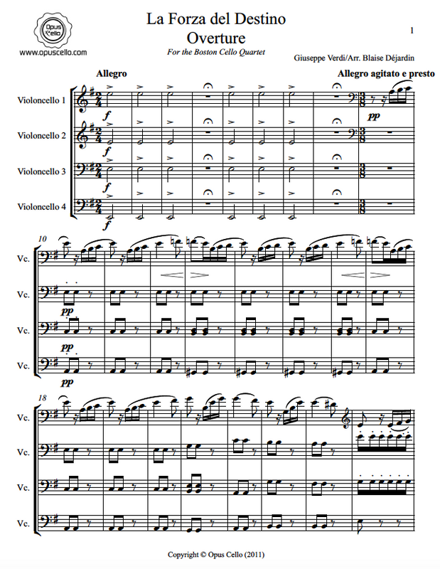 Giuseppe Verdi La Forza Del Destino Overture For 4 Cellos Opuscello