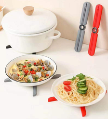 NEW-Non-Slip Collapsible Cross Compact Design Expandable Silicone Pot Holder-LA