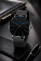 GENEVA Men's Ultra-Thin Stainless Steel Mesh Watch 0037-LA