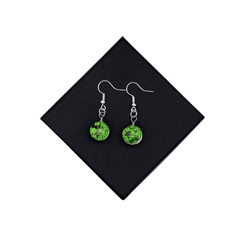 new- Real Flower Glass   Drop Earrings